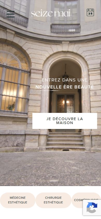 Vue mobile complète de la page d'accueil Seize Mai